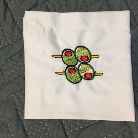 Linen Dinner Napkin Set with Olive Design - Picture 5 of 7